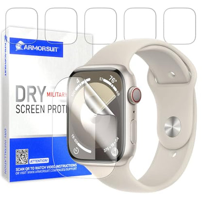 ArmorSuit 6 Pack for Apple Watch Series 9/8/7 (45mm) Screen Protector DRY-Shield HD Clear TPU Dry Installation Film - size: 45mm