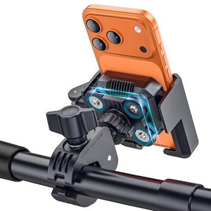 New Anti-Vibration Bike Phone Holder, Shockproof Motorcycle Phone Mount with Secure Lock, Camera Friendly Handlebar Phone Holder for E-Bike, Electric Scooter, Bicycle, Fits 4.7-7 Inch Phones