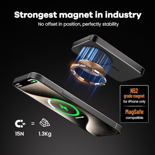 Magnetic Portable Charger – Industry-First Titanium Power Bank, 10,000mAh Ultra-Slim 0.5-Inch Design, 20W Fast Charging Battery Pack for iPhone 17/16/15/14/13/12/Air Series - color: Cosmic Orange