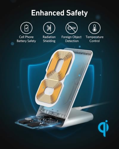 Anker 313 Qi-Certified 10W Max Wireless Charger Stand - color: White, size: 1pack