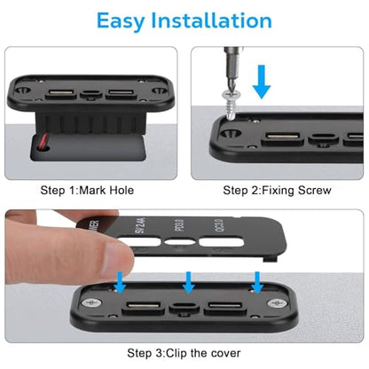 Linkstyle RV USB Outlet Panel: 12V/24V 3-Port Panel Mount Charger, 18W USB-C PD3.0, 18W USB-A QC3.0 for Car Truck Camper, 2PCS - color: 2PCS