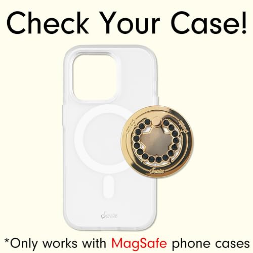 Sonix Magnetic Phone Grip and Phone Ring Holder - Compatible with MagSafe - Rotatable Kickstand and Phone Holder for iPhone 16, 15, 14, 13, 12 Series - Gold Star/Black Rhinestone - color: Gold Star / Black Rhinestone