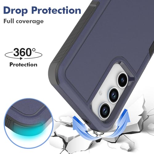 for Samsung Galaxy A35 5G Case: Dual Layer Protective Heavy Duty Cell Phone Cover Shockproof Rugged with Screen Protector - Military Protection Bumper Tough - Samsung Galaxy A35 5G 2024, Blue - color: Navy Blue (PC) + Black (TPU)