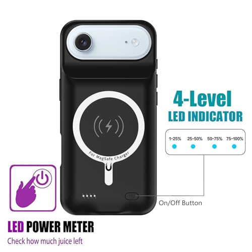 Battery Case for iPhone Air,Upgraded 12000mAh Rechargeable Portable Charging Case with Wireless Charging Compatible for iPhone 17 Air (6.5 inch) with Carplay Extended Battery Pack Charger Case (Black) - size: iPhone Air-12000mAh Black