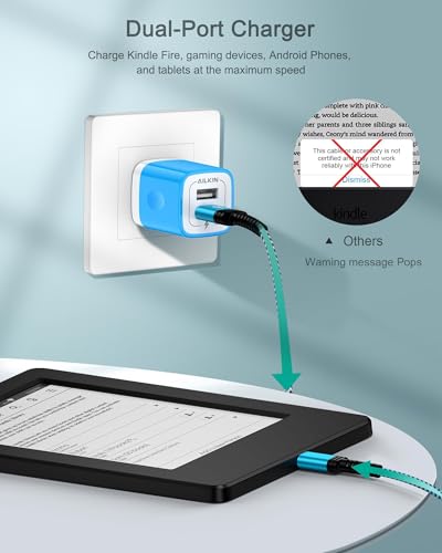 Micro USB Cable 6ft Long, Best Replacement USB to Micro-USB Android Cord - color: Blue, style: Micro USB Cable
