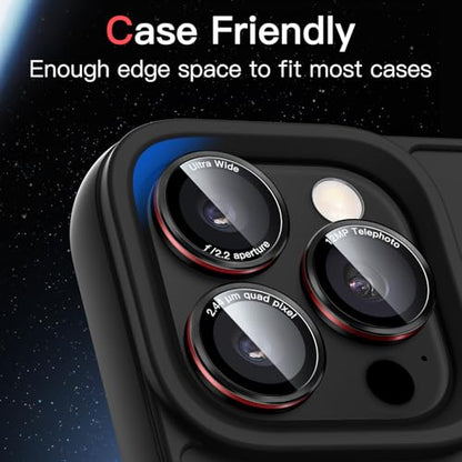 JETech Camera Lens Protector for iPhone 15 Pro/15 Pro Max, Black+Red, 1 Set - size: iPhone 15 Pro/15 Pro Max