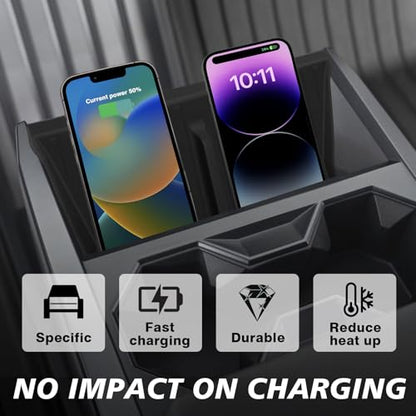 BestEvMod Charge Pad Silicone Mat for 2024-2026 Tesla Cybertruck (Black) - size: Cybertruck, style: Charge Pad Mat