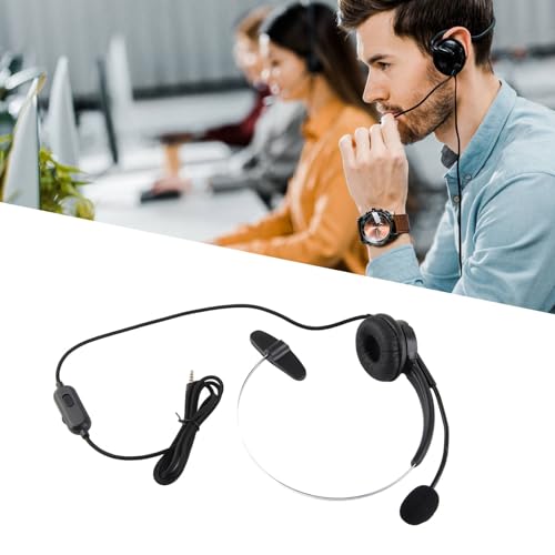 Wired Trucker Headsets, Mono Headset with Noise C Phone, 3.5mm Call Center Headset for Customer Service, Volume Control for Cellphone Laptop, Headband