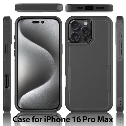 Heavy‑Duty Rugged Anti‑Drop Shockproof Protective Phone Case for iPhone 16 Pro Max, Durable Protective Shell, Black - color: Black, size: iPhone 16 Pro Max