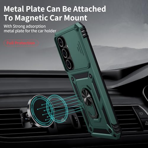for Samsung Galaxy A16 5G Case with Camera Lens Cover, 10 FT Military Grade Drop Protection, Magnetic Ring Holder Kickstand Protective Phone Case, Pine Green - color: Pine Green, size: Galaxy A16 5G