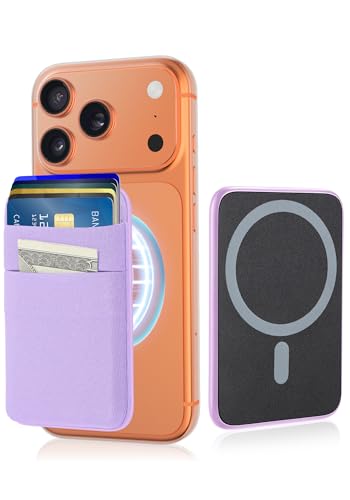 Senose Magnet Wallet, 6 Cards Holder, Phone Wallet Magnetic Back of Phone | Slim Stretchy Card Holder, Compatible for iPhone 17/16/15/14/13/12 Pro Max Plus Air Series, Selected Samsung, Light Purple - color: Light Purple