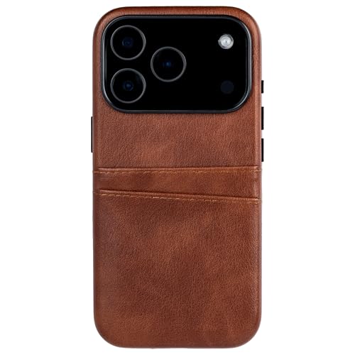 Dockem Card Case for iPhone 17 Pro with Magnetic Mounting Plate, Camera Control Button, Wallet with 2 Holder Slots: M2 Exec Premium Synthetic Leather (Brown) - color: Brown, size: 17 Pro