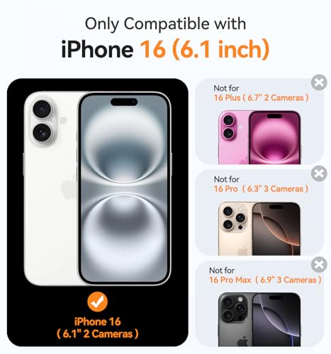 CANSHN Magnetic for iPhone 16 Case Clear, Upgraded [Full Camera Protection] [Compatible with Magsafe] Non-Yellowing Protective Shockproof Bumper - Clear - color: Clear, size: iPhone 16 (6.1 Inch,2 Lens)
