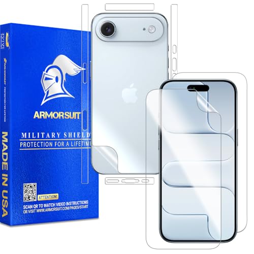 ArmorSuit 2+2 Pack Full Body Skin + Screen Protector for iPhone Air [6.6 inch] HD Clear MilitaryShield Film - Made in the USA - size: iPhone Air 6.6" Full Skin