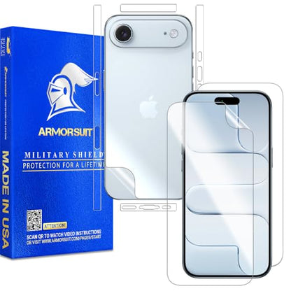 ArmorSuit 2+2 Pack Full Body Skin + Screen Protector for iPhone Air [6.6 inch] HD Clear MilitaryShield Film - Made in the USA - size: iPhone Air 6.6" Full Skin