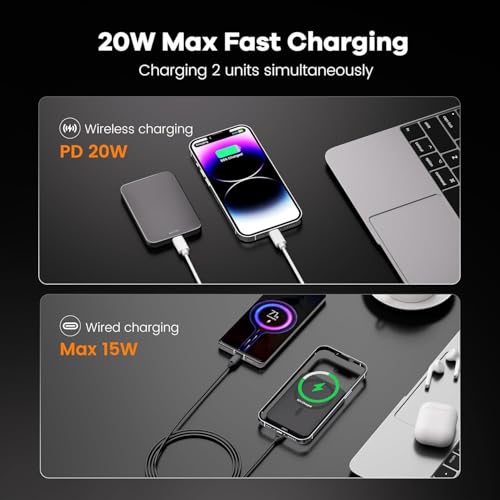 Magnetic Portable Charger – Industry-First Titanium Power Bank, 10,000mAh Ultra-Slim 0.5-Inch Design, 20W Fast Charging Battery Pack for iPhone 17/16/15/14/13/12/Air Series - color: Cosmic Orange