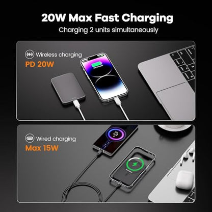 Magnetic Portable Charger – Industry-First Titanium Power Bank, 10,000mAh Ultra-Slim 0.5-Inch Design, 20W Fast Charging Battery Pack for iPhone 17/16/15/14/13/12/Air Series - color: Cosmic Orange