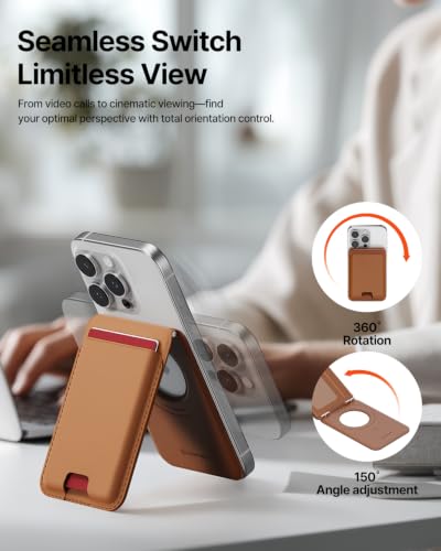 Sinjimoru Magnetic Wallet Stand for MagSafe, 3-Card Holder, Carbon Black - color: Carbon Black