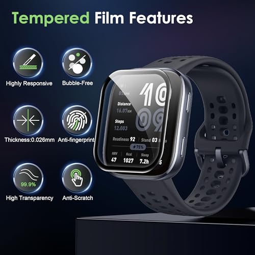 Compatible for Amazfit Bip 6 screen protector, Anti-Scratch 3D Full Screen Coverage flim, Case Friendly, HD Ultra, 3 PACK - size: Amazfit Bip 6
