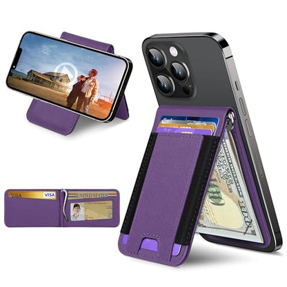 for MagSafe Wallet with Money Clip, Adjustable Stand, 8 Card Holder | ID Window, Stronger Magnetic Wallet for iPhone 17/16/15/14/13/12 Series, RFID Blocking, for iPhone Wallet, Purple - color: Purple