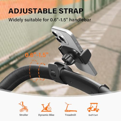 A2C Hand-Free Stroller Phone Holder, Adjustable Strap Fits 0.5-1.5 inches Handlebars, Universal Phone Mount for Gym Equipment,Treadmill, Peloton Exercise Bikes, Compatible with 4.7-6.9" Smartphones