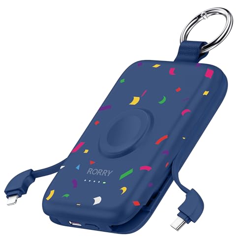 RORRY CharmGo Portable Charger, 10000mAh 20W Fast Charging Power Bank - color: Confetti-Deepblue