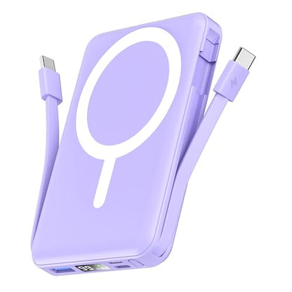 podoru for Magsafe Power Bank, 10000mAh Magnetic Portable Charger - color: Purple