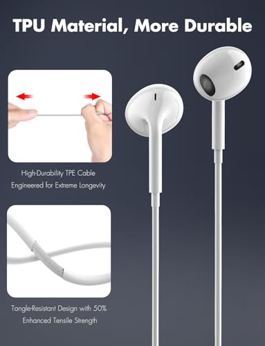 Antool Wired Earbuds, 【Ultra Clear Calls & no Noise】 Earbuds Wired for iPhone 14/13/12/11/XR/XS/X/8/7/SE/Pro/Pro Max/Support All iOS System【2 Pack】