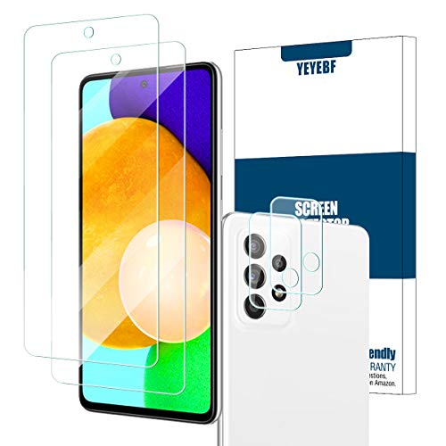 Galaxy A52 HD Clear Tempered Glass Screen Protector + Camera Lens Protectors, [2+2 Pack] [3D Glass] [Anti-Glare] [Bubble-Free] Screen Protector Glass For Samsung Galaxy A52 5G - size: Galaxy A52