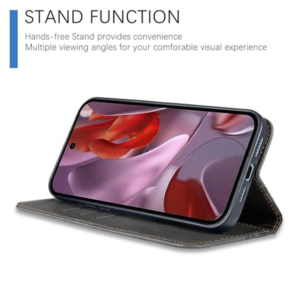 Wallet Case for Google Pixel 9A 2025 6.3 Inch - PU Leather Flip Cover with Card Holder Slots, Strong Magnetic Folio Kickstand Phone Case, Black - color: Black, size: google pixel 9a 6.3"