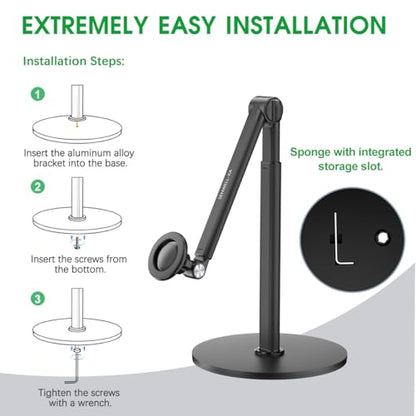 Magnetic Overhead Phone Stand for Desk, 2-Section Telescoping