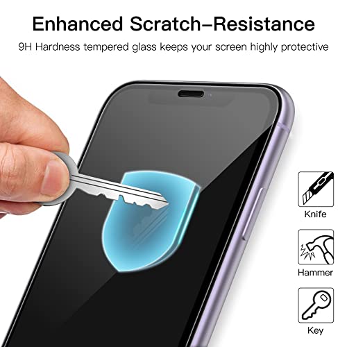 JETech Full-Coverage Screen Protector for iPhone 11/XR, 3-Pack | Black Edge Tempered Glass, Easy Installation Tool, HD Clear, Case-Friendly - size: iPhone 11/XR