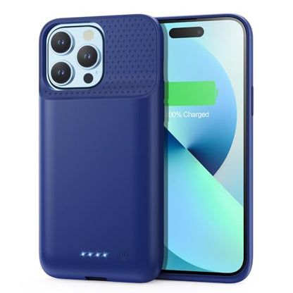 Battery Charging Case for iPhone 12Pro Max/13Pro Max/14Pro Max/14Plus (6.7 Inch), Powerful 8600mAh Portable Rechargeable Charger Cover for iPhone 14ProMax/14Plus/13Promax/12Promax Battery Case-Blue - color: Blue
