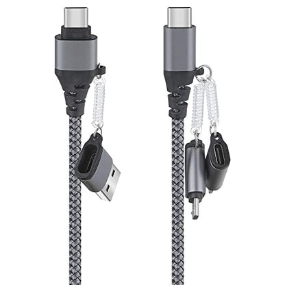 Multi USB Data Cable 1.5M, Lightning/USB C to USB C 60W 3A Charging Cable
