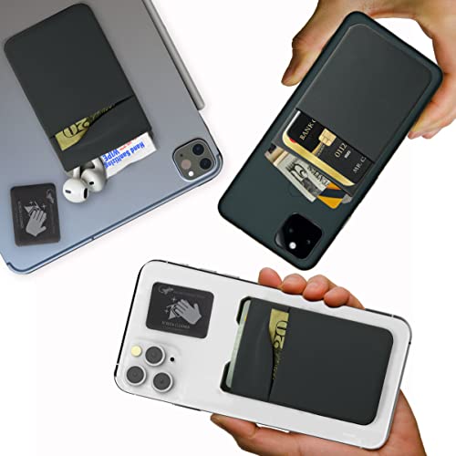 Gecko Travel Tech Double Pocket - Adhesive Card Holder - Cell Phone Pouch - Stick on Spandex Pocket - Carry Credit Cards and Cash (GRAY-BLANK-) - color: GRAY--BLANK--