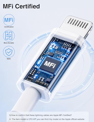 USB C to Lightning Cable Nylon Braided [Apple MFi Certified] -2Pack 10/10FT - color: White, size: 10ft+10ft