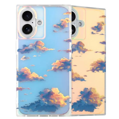Cute Rectangle Case for iPhone 17 Case, Iridescent Clouds | Twilight Sun Set Sky Pattern Design, Aesthetic Girly Matte Glitter Protective Phone Cover for Women Girls - size: iPhone 17