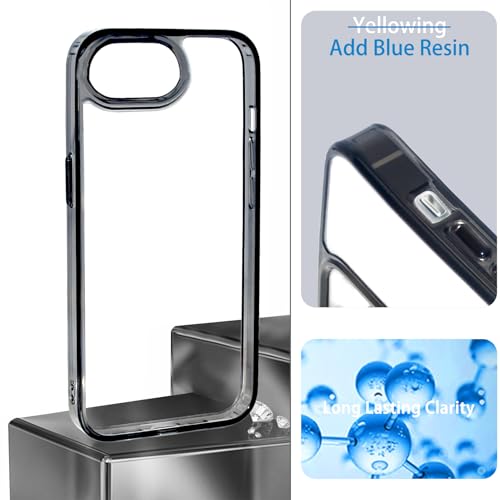 JJGoo for iPhone 17e Case and for iPhone 16e Case Clear, Transparent Shockproof Hard PC Back Protective Cover Bumper Phone Case for iPhone 16e / 17e - color: Black