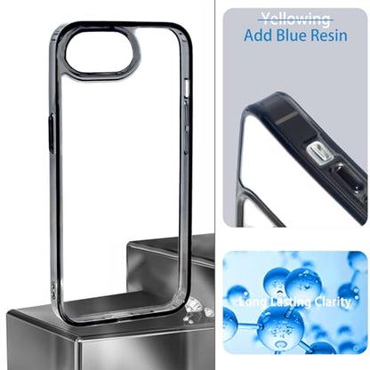 JJGoo for iPhone 17e Case and for iPhone 16e Case Clear, Transparent Shockproof Hard PC Back Protective Cover Bumper Phone Case for iPhone 16e / 17e - color: Black