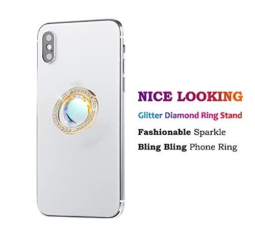 Glitter Bling Bling Phone Ring Holder,Sparkle Phone Ring Grip Artificial Stand with Flat Diamond,Flat Rhinestone Cell Finger Ring for Phones,Pad(Gold) - color: Gold