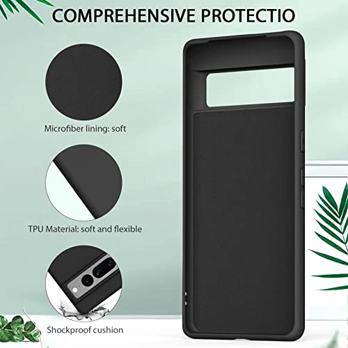 Silicone Phone Case Compatible with Google Pixel 7 Pro, Soft Protective Smart Phone Case for Women Men, Durable Anti-Scratch Shockproof Phone Cover Black
