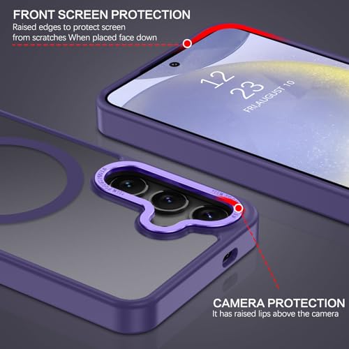 BENTOBEN Magnetic for Samsung Galaxy S24 Plus Case [Compatible with Magsafe] Translucent Matte Slim Thin Shockproof Anti-Yellow Women Men Protective Phone Cover for Samsung S24 Plus 6.7", Dark Purple - color: Dark Purple