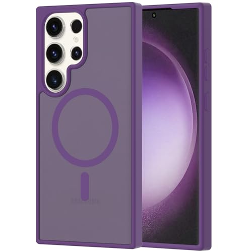 for Samsung Galaxy S23 Ultra Case Magnetic, Compatible with Magsafe 6.8 Inches Slim Fit Heavy Duty Protection Wireless Charging Lightweight Shockproof Anti-Slip Protective Phone Cover, Purple - color: Purple Magnetic