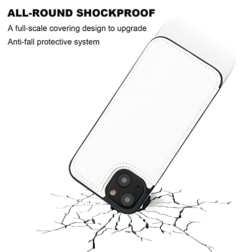 ONETOP for iPhone 14 Plus Wallet Case with Credit Card Holder,White | Kickstand,ID/Cash Holder,Case Wallet with Card Slots,Double Magnetic Clasp,Durable PU Leather Shockproof Cover for Women Men - color: White