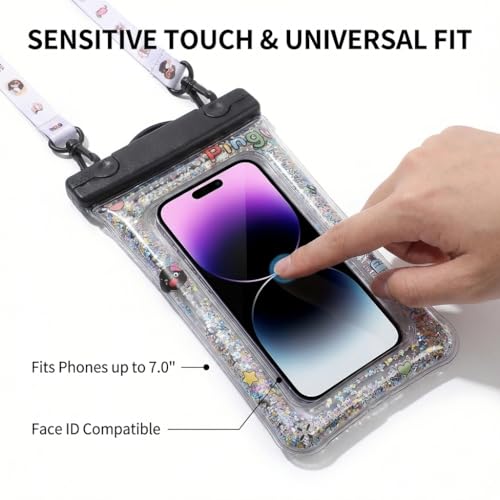 Waterproof Phone Pouch, Water Proof Phone Case Suitable for iPhone, Waterproof Cell Phone Dry Bag for Cruise Travel Vacation Essentials Large Waterproof Phone Holder 3 Pack-Black - color: Black