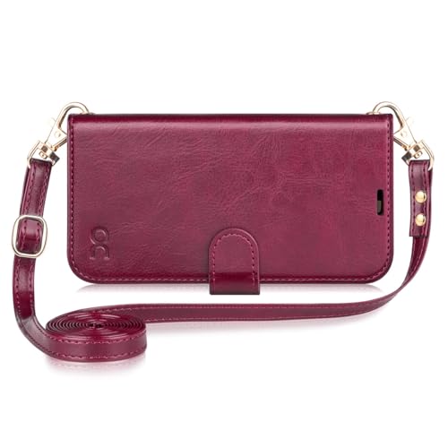 OCASE for iPhone 16 Wallet Case, PU Leather Crossbody Phone Case with Removable Shoulder Strap, Kickstand, RFID Blocking Card Slots, Flip Folio Phone Cover 6.1 Inch 2024, Burgundy - color: Burgundy, size: iPhone 16