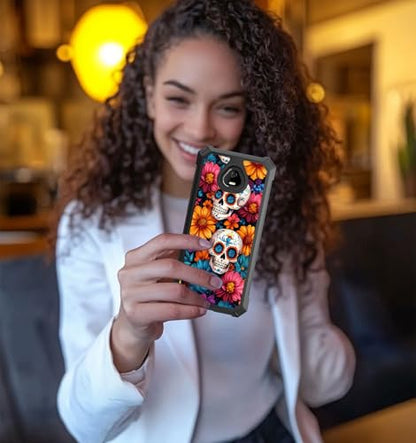 for Schok Volt Sv67q Sv67332 Case with Screen Protector, Military Grade Drop Protection, Dual Layer Hybrid Shockproof Protection TPU Phone Case for Schok Volt Sv67q, Sugar Skulls - color: Sugar Skulls