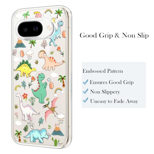 Unov for Pixel 10a Case, Clear with Design, Slim Fit Good Grip, Embossed Phone Case, Shockproof Protective Cover, Raised Camera Protection, Soft TPU, Dinosaur Land - color: Dinosaur Land