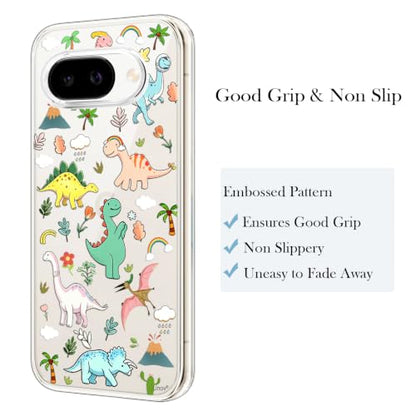 Unov for Pixel 10a Case, Clear with Design, Slim Fit Good Grip, Embossed Phone Case, Shockproof Protective Cover, Raised Camera Protection, Soft TPU, Dinosaur Land - color: Dinosaur Land