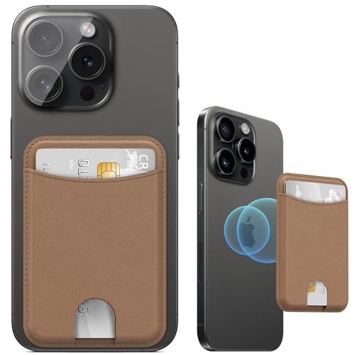Miroddi for MagSafe Wallet, 4 Cards Holder, Stronger Magnetic Phone Wallet - color: Brown